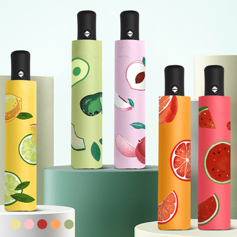 포유렐라 튼튼한 UV차단 프룻 3단 자동 우산(5colors) 암막 접이식 휴대용 장마철 - 메인 이미지