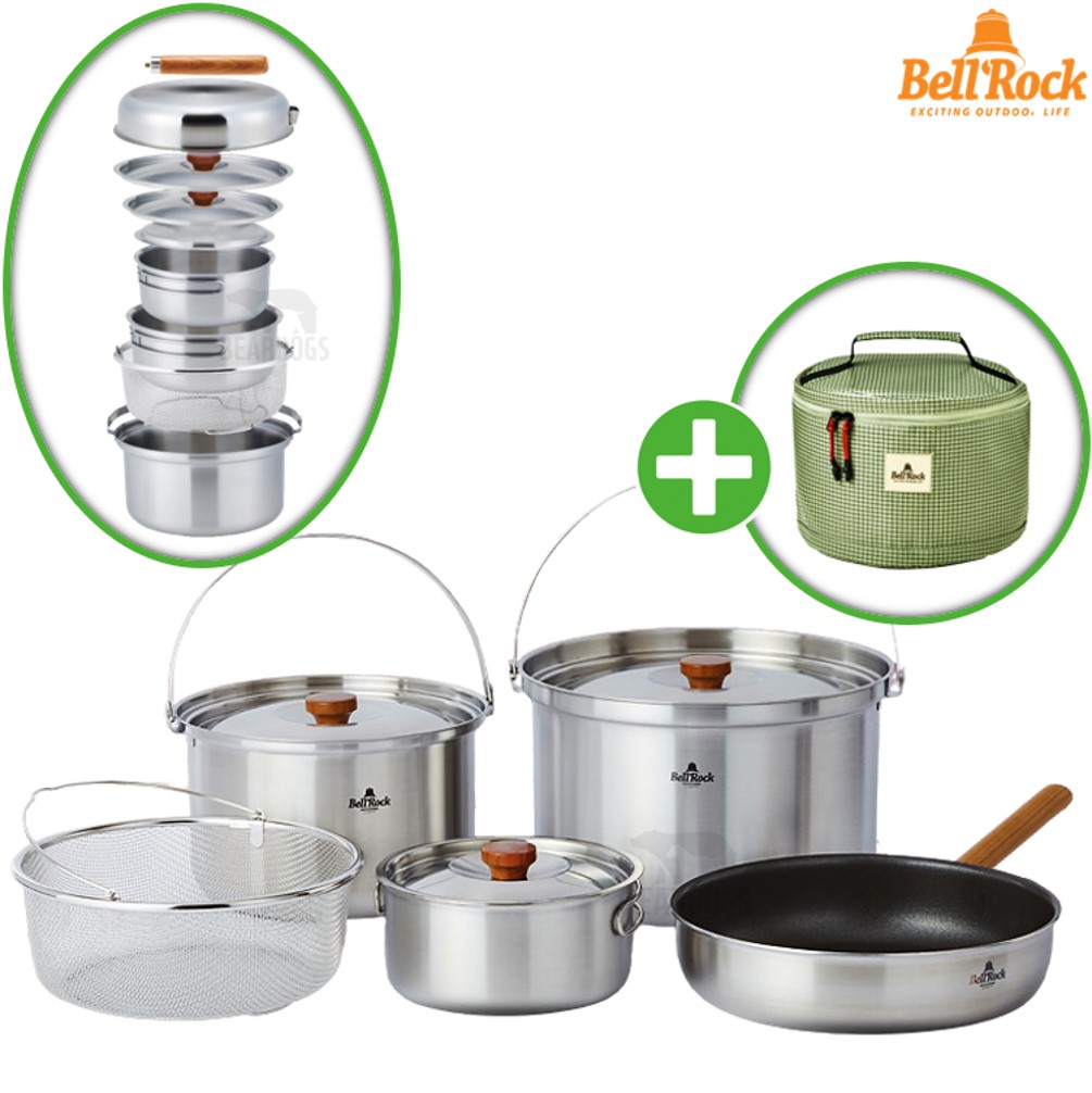 벨락 콤비 9 XL 코펠 반합 통3중 냄비 캠핑식기 코팅팬 세트