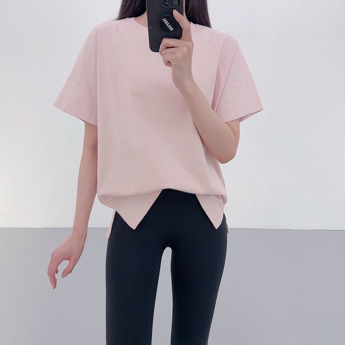 로라벨 프린 필라테스복 요가복 필라테스옷 요가 상의 티셔츠 옷 운동복 반팔 빅사이즈 여름 - 상세 이미지 3