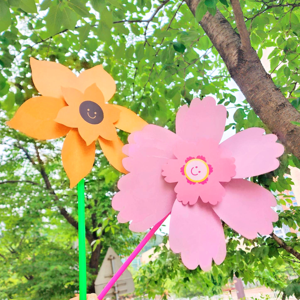 바람개비 만들기 꽃 대형 코스모스 왕 바람개비 종이 DIY 키트 - 상세 이미지 2