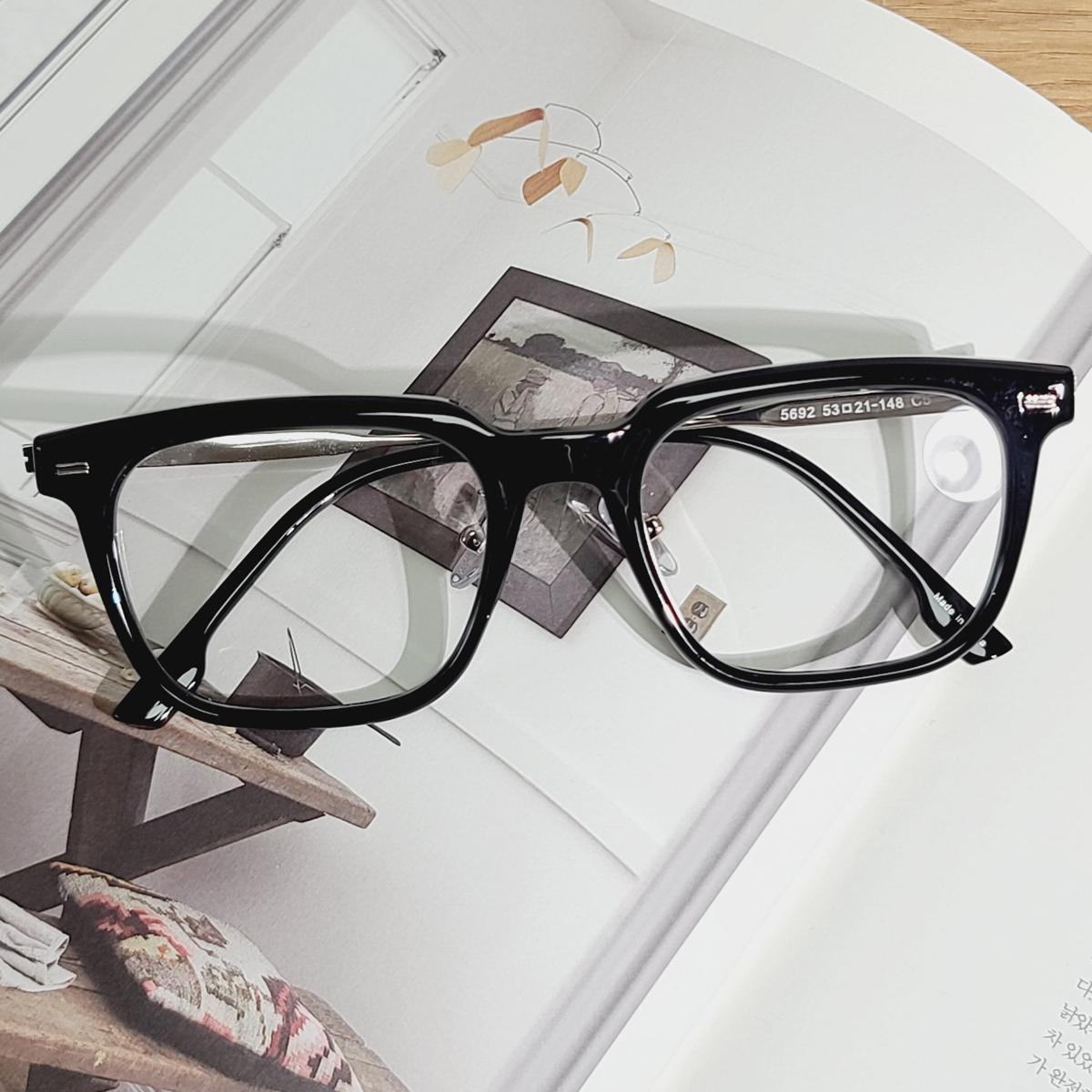 빅사이즈 사각 검정 투명 뿔테 안경 블루라이트차단