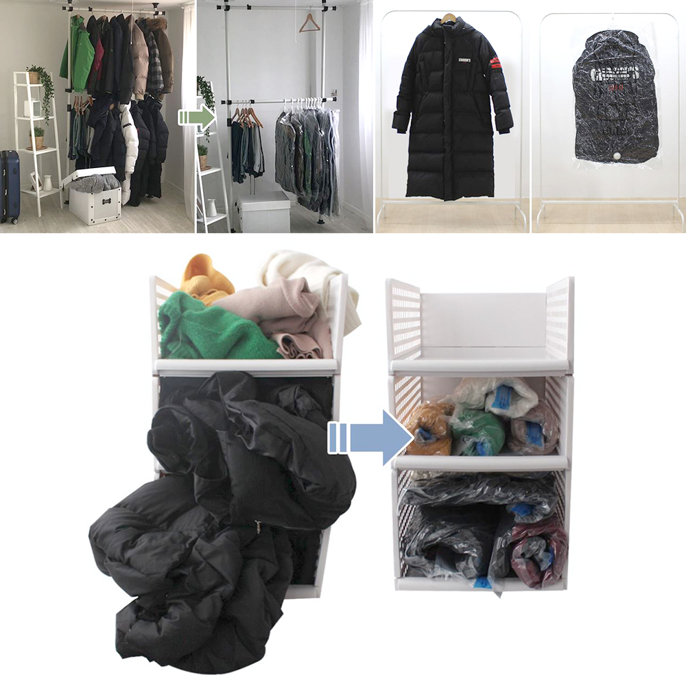 강력 의류 압축팩 간편한 밀폐 지퍼형 이불 정리 수납 보관용