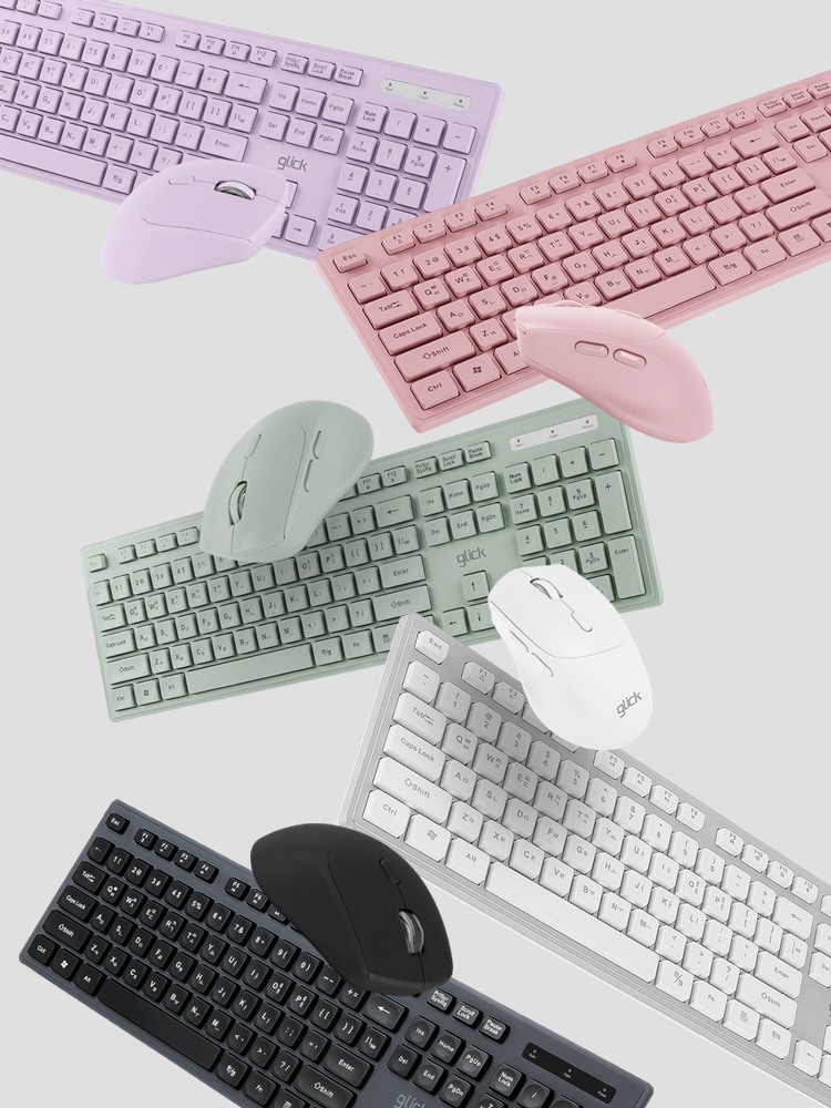 지클릭커 오피스프로 인체공학 무소음 무선 키보드 마우스 세트 블랙 WMK10