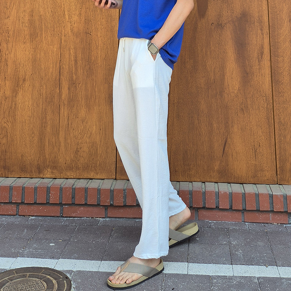 1+1 남자 냉장고바지 여름 린넨 바지 아이스 팬츠