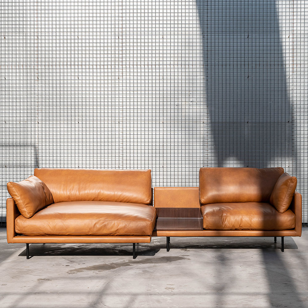 Ph21 이태리 내추럴 통가죽 천연면피 소가죽소파(전체가죽) 4인용 기본 B모듈