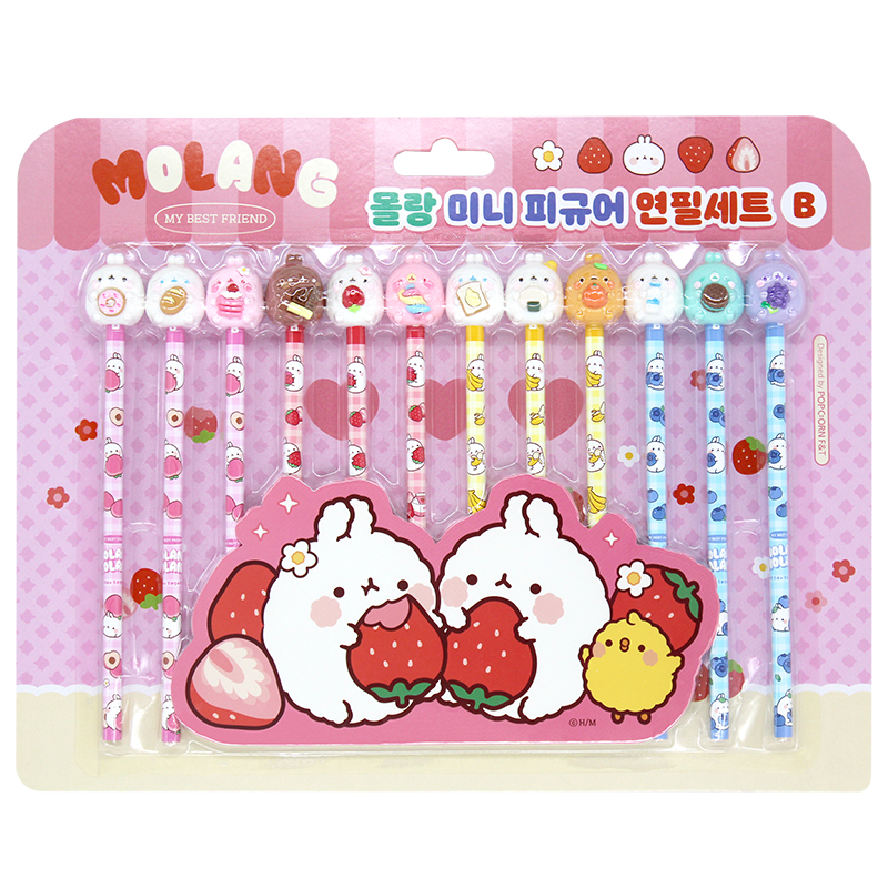 몰랑이 12본 피규어 B심 연필 세트 캐릭터 어린이 장난감 펜슬 필기구 문구 학용품 이미지 4