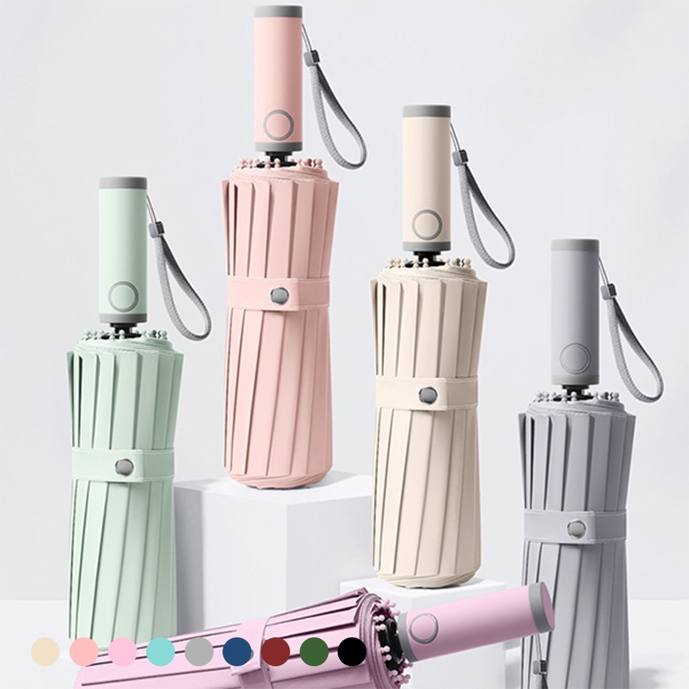 포유렐라 튼튼한 112살대 우드 3단 암막 접이식 휴대용 자동우산(9colors) 장마철 우산 - 메인 이미지