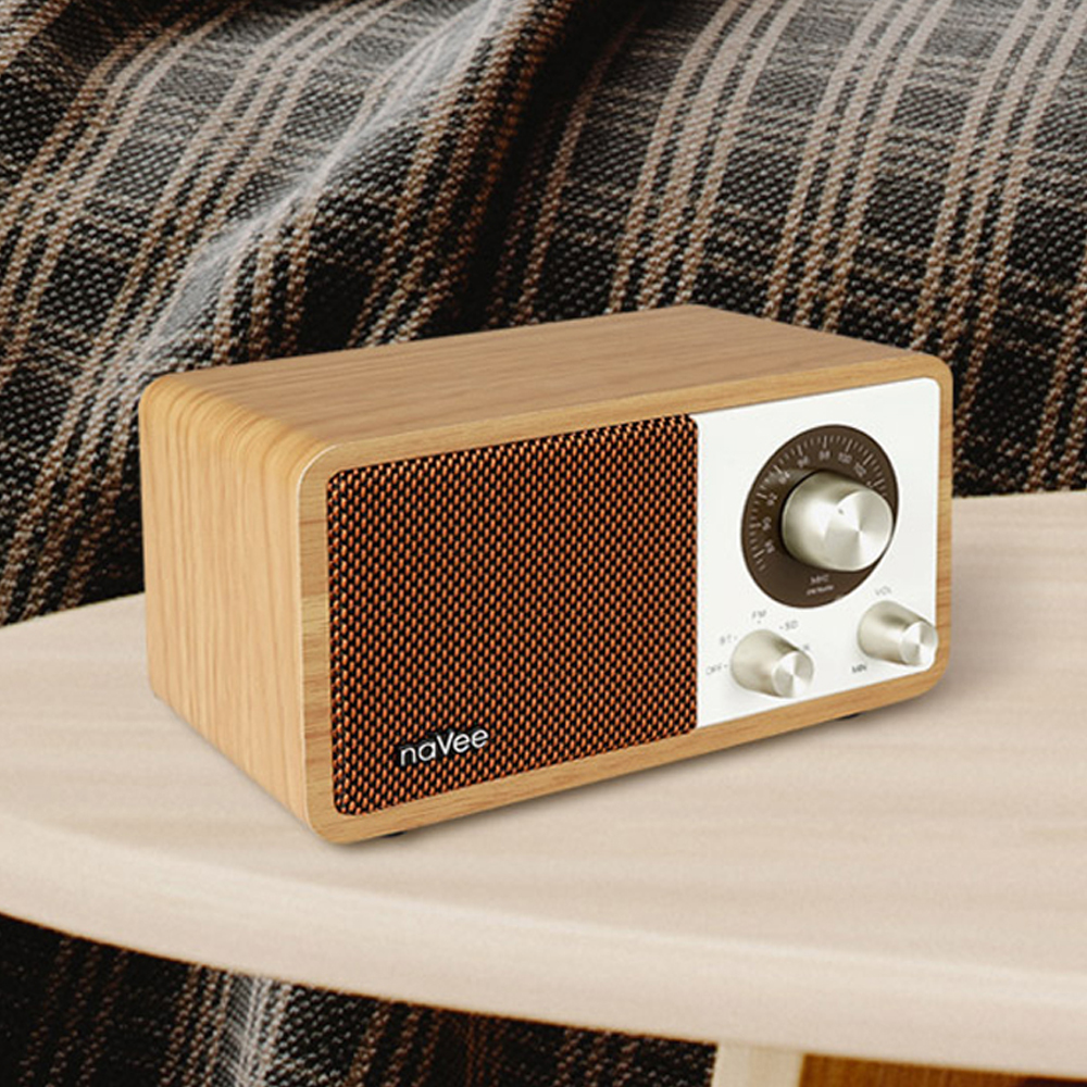 나비 블루투스스피커 10W 라디오 레트로 다이얼 FM 우드 탁상용 NV70-BTS20 제품 이미지