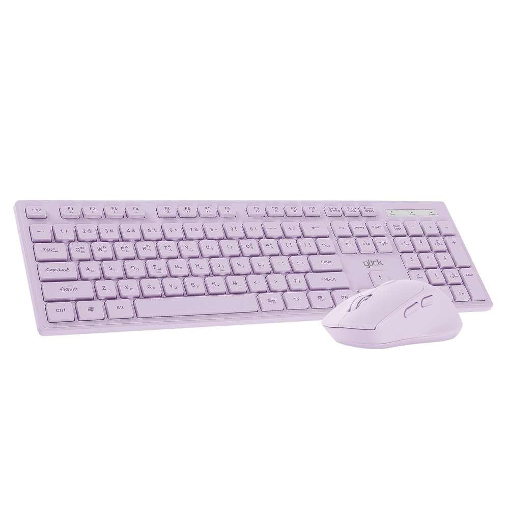 지클릭커 오피스프로 WMK10 인체공학 슬림 무소음 무선 키보드 마우스 세트 핑크 - 상세 이미지 5