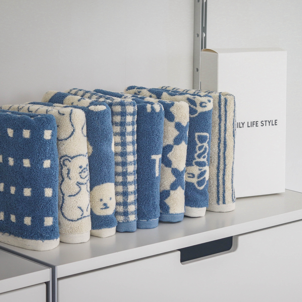 [1매]메종드코튼 블루이 마이퍼베이비(비숑) 호텔타올 수건 선물세트 코마 40수 190g