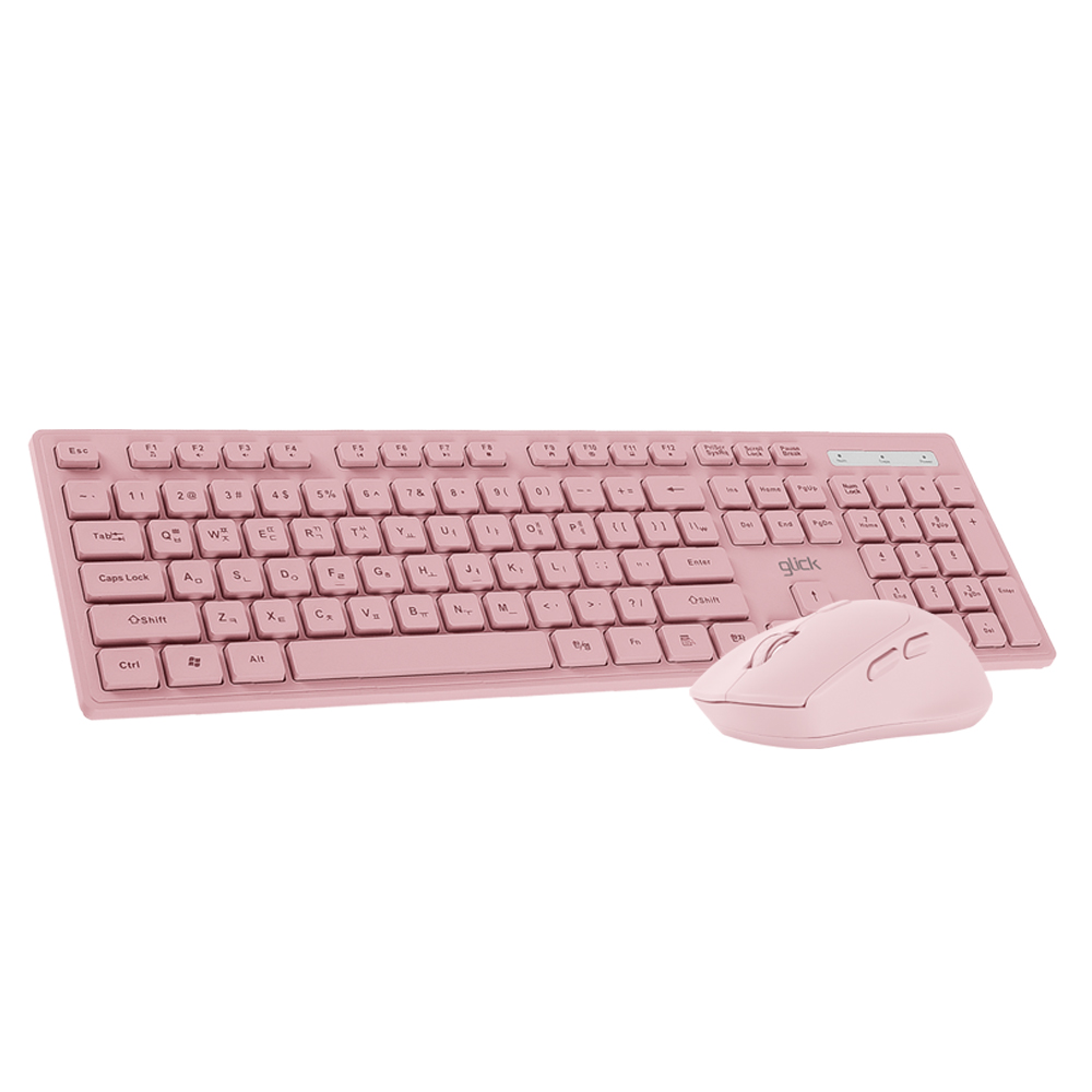 지클릭커 오피스프로 WMK10 인체공학 슬림 무소음 무선 키보드 마우스 세트 핑크 - 상세 이미지 4