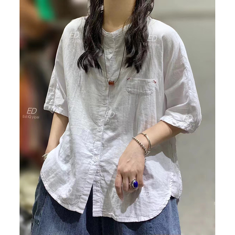 여름반팔티 아사면 노칼라 루즈핏 미시옷 7265 - 상세 이미지 3