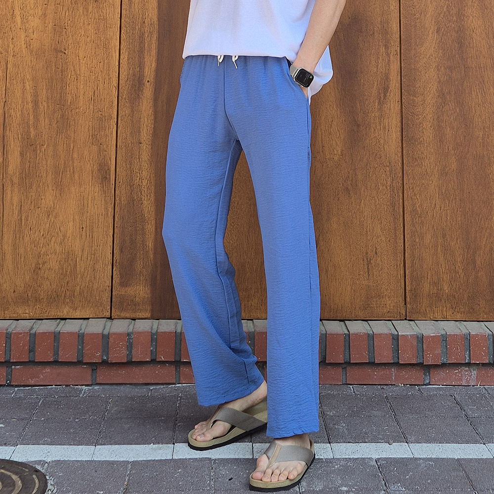 남자 여름 커플 아이스 와이드 린넨 팬츠 남자냉장고바지 - 상세 이미지 5