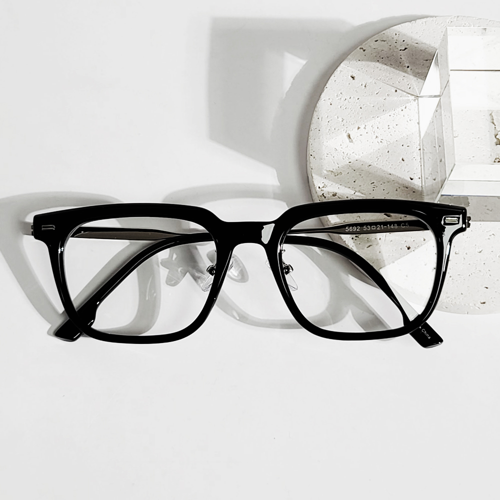 빅사이즈 사각 검정 투명 뿔테 안경 블루라이트차단
