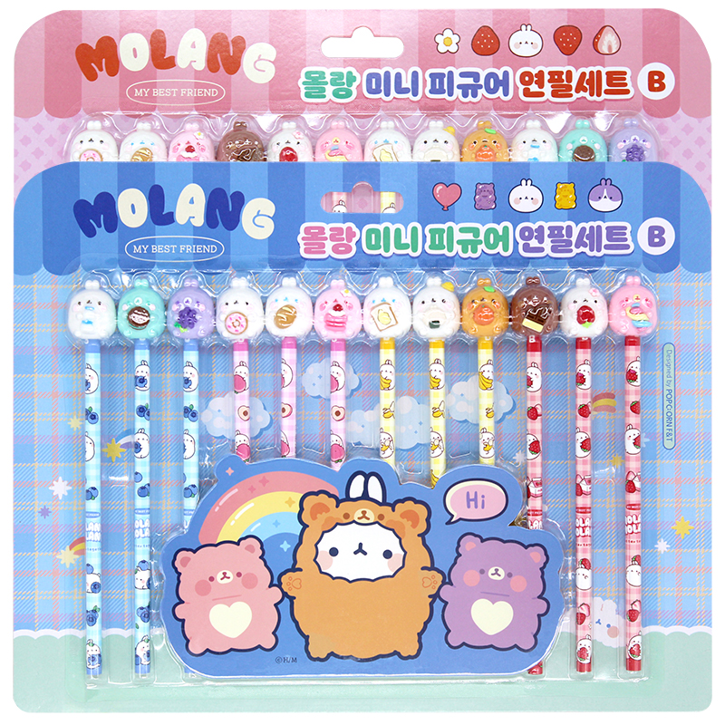 몰랑이 12본 피규어 B심 연필 세트 캐릭터 어린이 장난감 펜슬 필기구 문구 학용품 제품 이미지