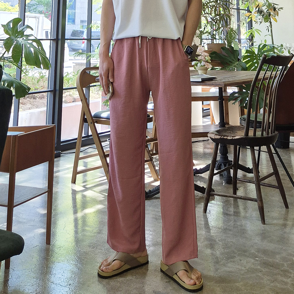 남자 여름 커플 아이스 와이드 린넨 팬츠 남자냉장고바지