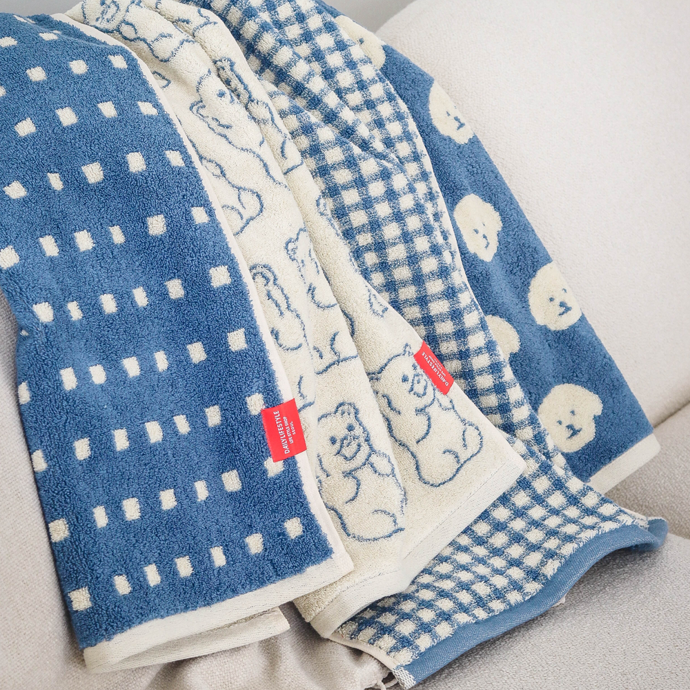 [1매]메종드코튼 블루이 마이퍼베이비(비숑) 호텔타올 수건 선물세트 코마 40수 190g