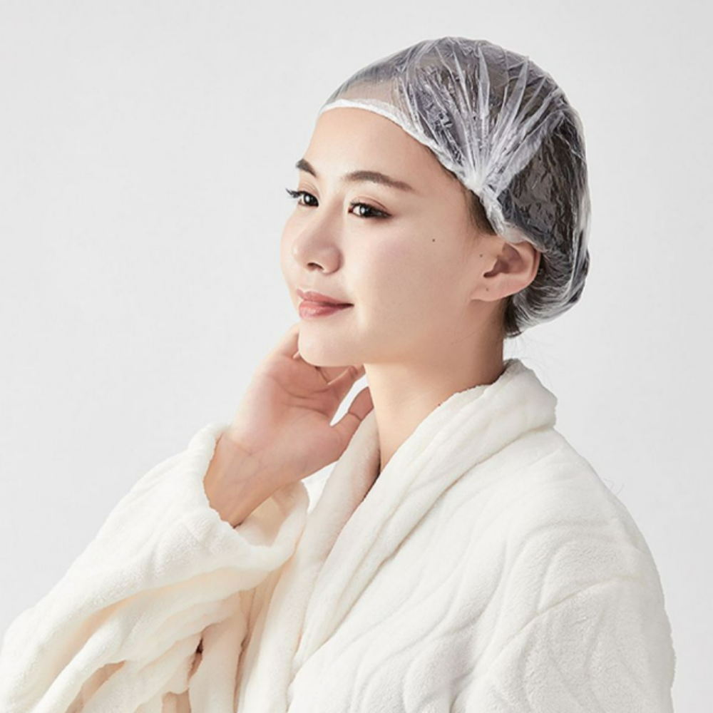 일회용 헤어캡 비닐캡 100개 트리트먼트 샤워 염색 헤어 방수 파마 머리 위생모 1회용 이미지 6