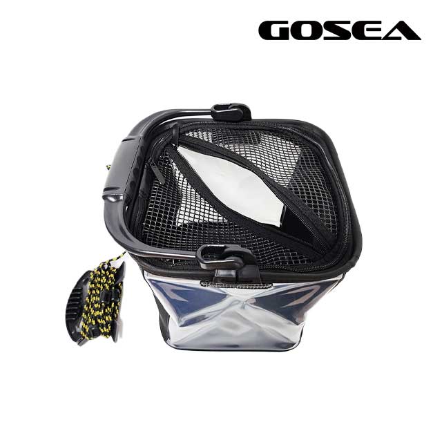 GOSEA 시크 블랙 두레박 GSF-B02 접이식 투명 살림통 20cm 이미지 7