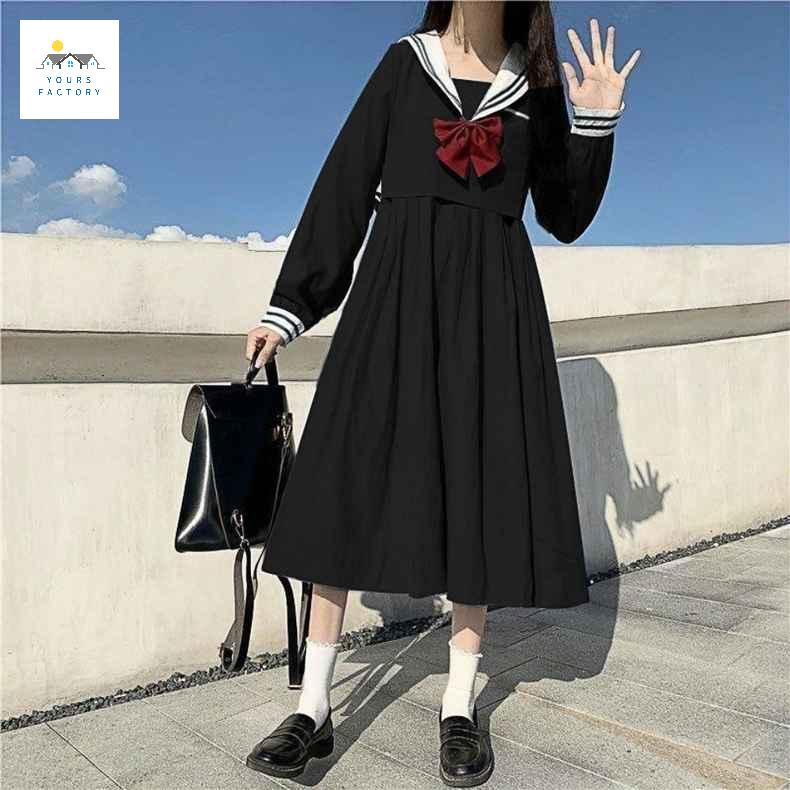 세트 졸업사진 일본 흑세라복 코스프레 코스튬 교복 - 상품 이미지