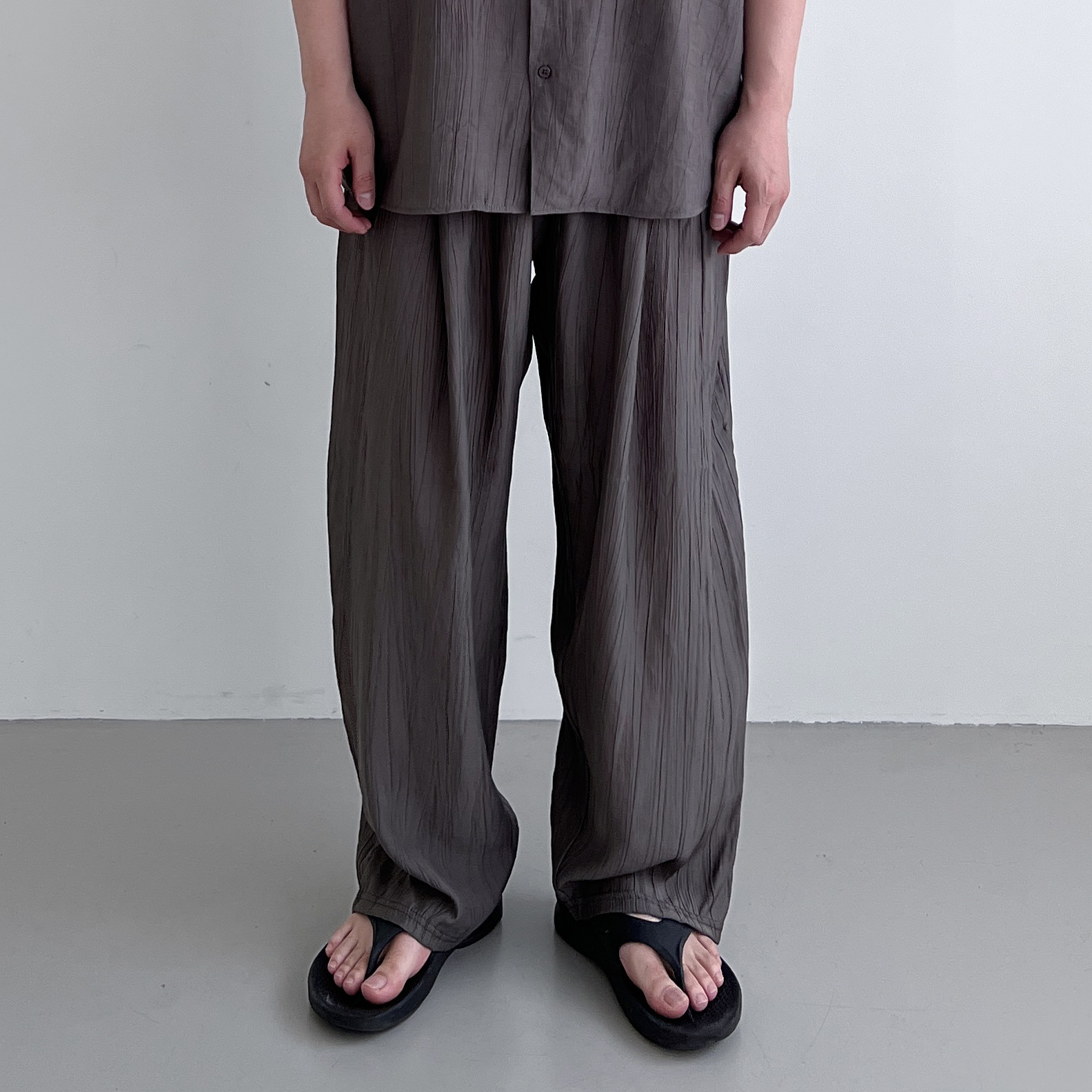 남자플리츠바지 남자냉장고바지 크링클 와이드 팬츠 - 상세 이미지 2