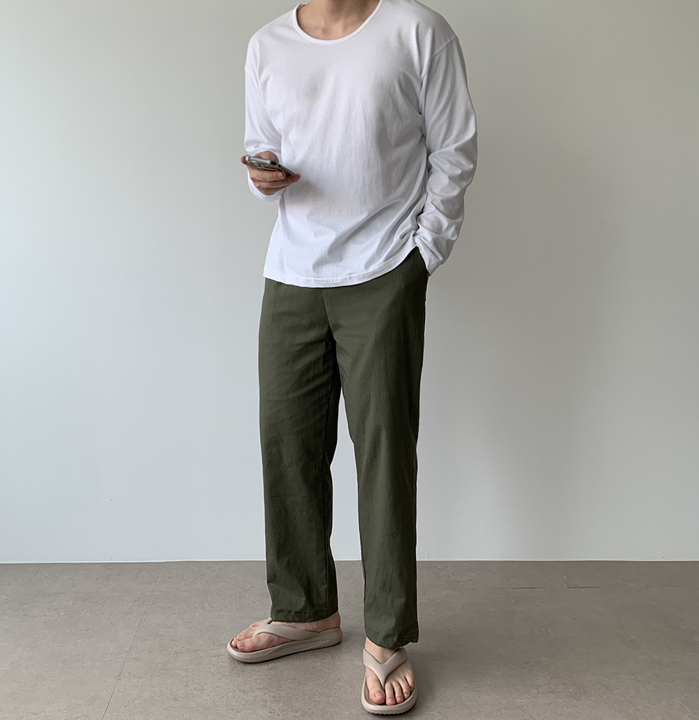1+1 남자흰바지 쿨슬랙스 백바지 남성캐주얼냉감긴바지 이미지 8