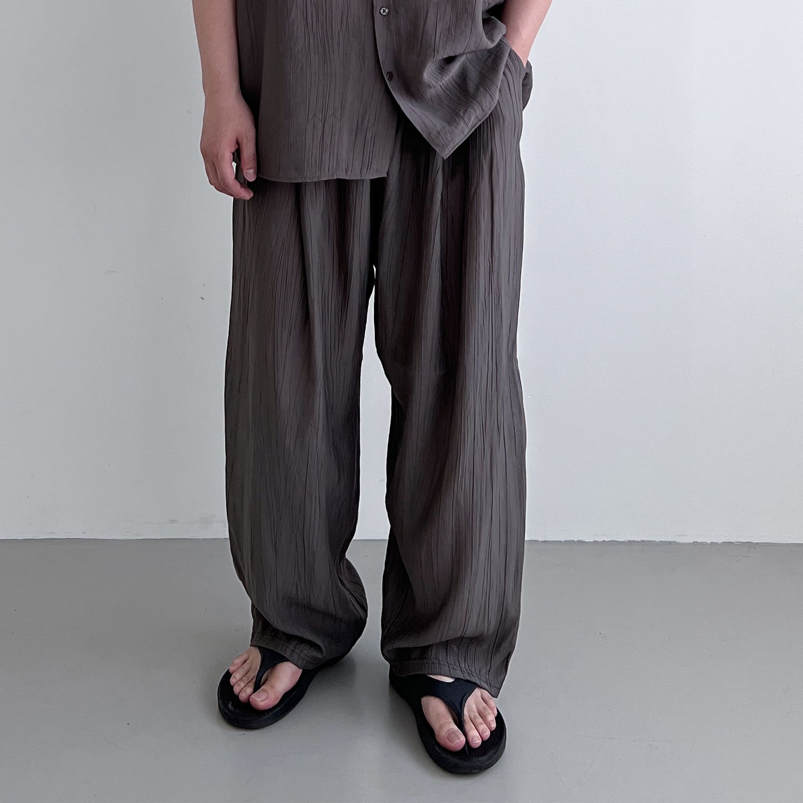 남자플리츠바지 남자냉장고바지 크링클 와이드 팬츠 - 상세 이미지 3