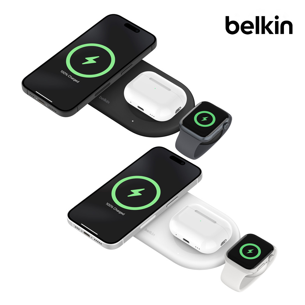 벨킨 Qi2 15W 3in1 마그네틱 무선 충전 패드 WIZ022qc 아이폰 애플워치 에어팟 충전