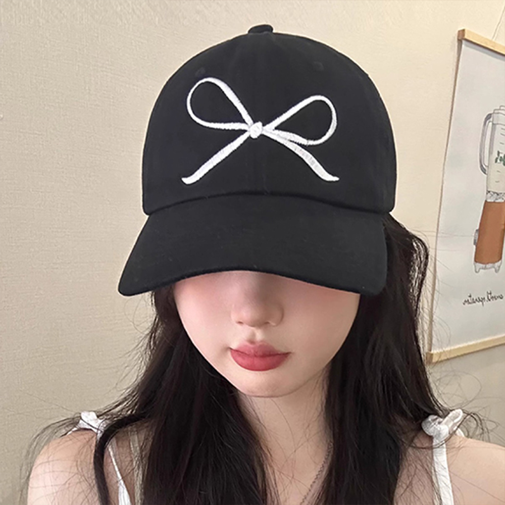 모자 캡 여자 여성 기본 야구 여학생 10대 귀여운 대학생 여름 봄 가을 데일리 자수 - 상품 이미지