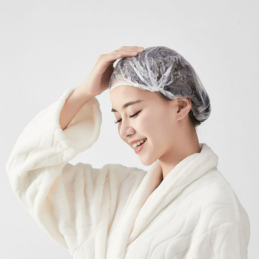 일회용 헤어캡 비닐캡 100개 트리트먼트 샤워 염색 헤어 방수 파마 머리 위생모 1회용 - 상세 이미지 5