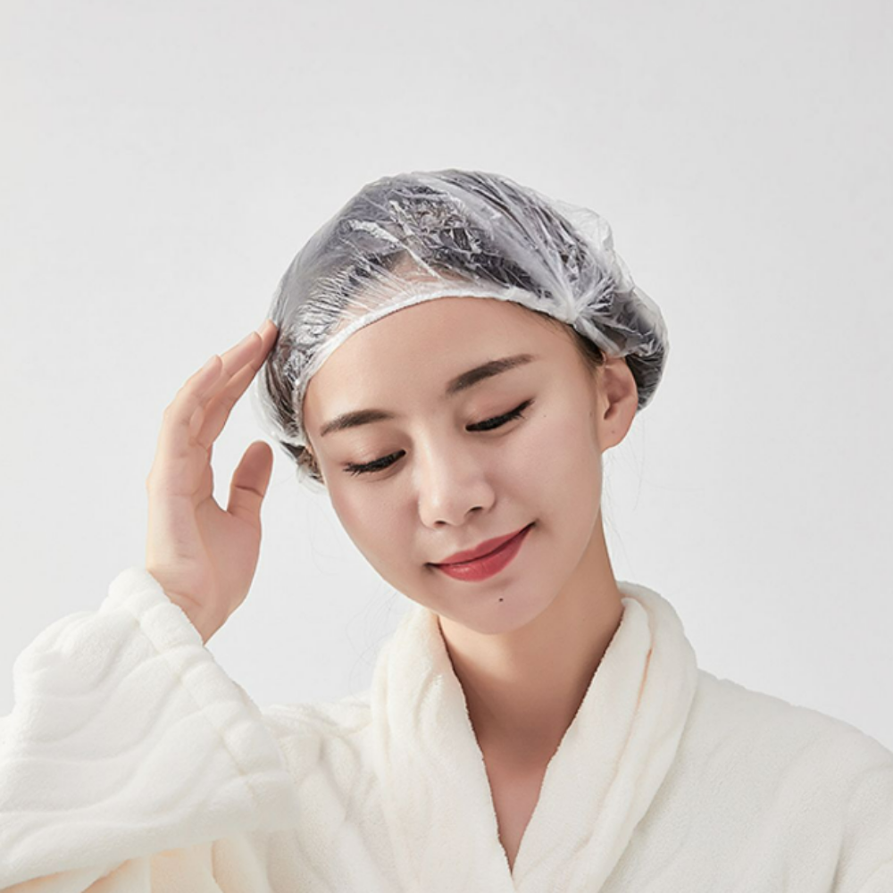 일회용 헤어캡 비닐캡 100개 트리트먼트 샤워 염색 헤어 방수 파마 머리 위생모 1회용 이미지 8