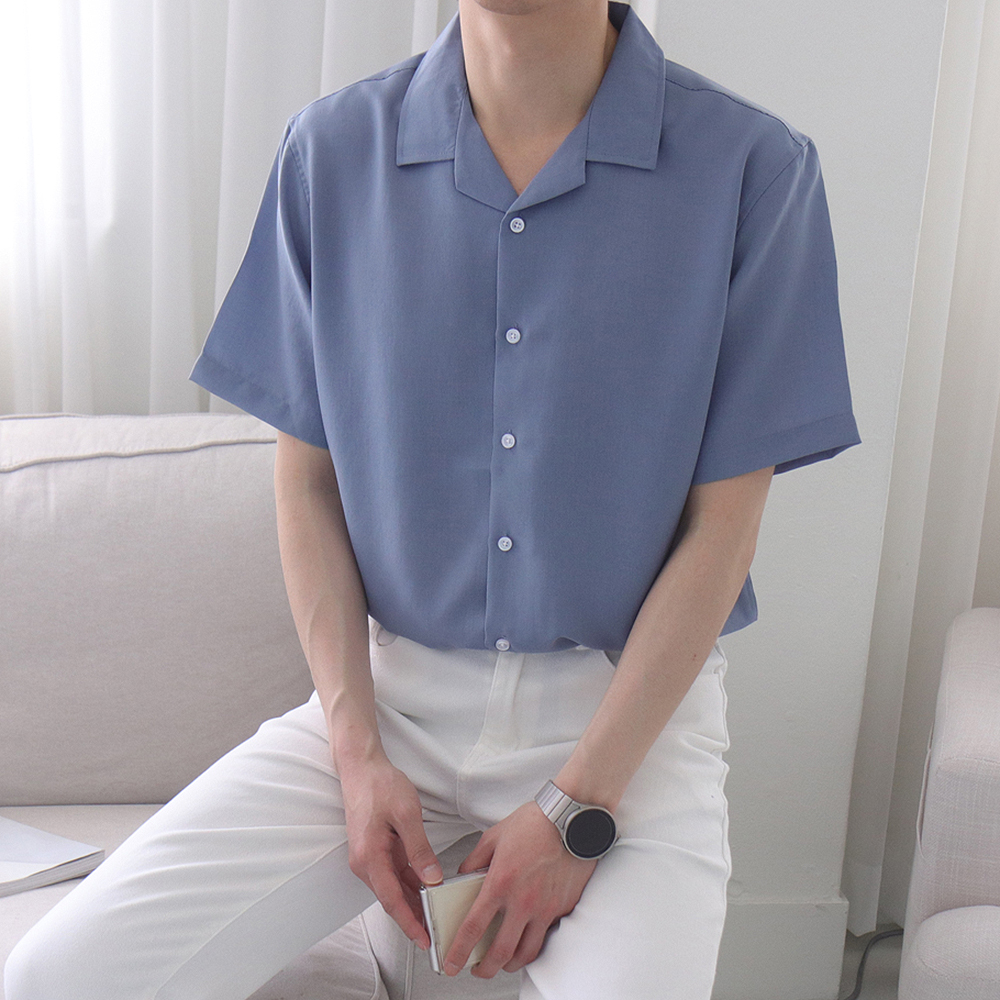 남자반팔셔츠 오버핏 여름 린넨 남방 남자셔츠 - 상세 이미지 4