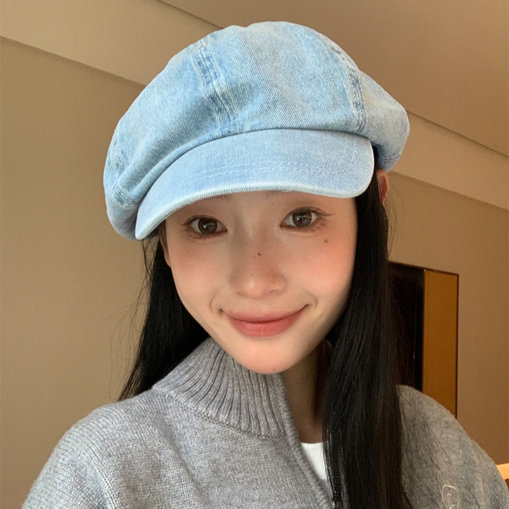 데님 베레모 대형 화가 빵모자 힙한 데일리 아이돌 패션 코디 학생 2컬러 - 상세 이미지 2