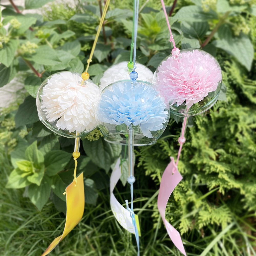 꽃 후우링 일본 유리 풍경 후링 후우린 유리종 현관 문 종 윈드차임벨 국화