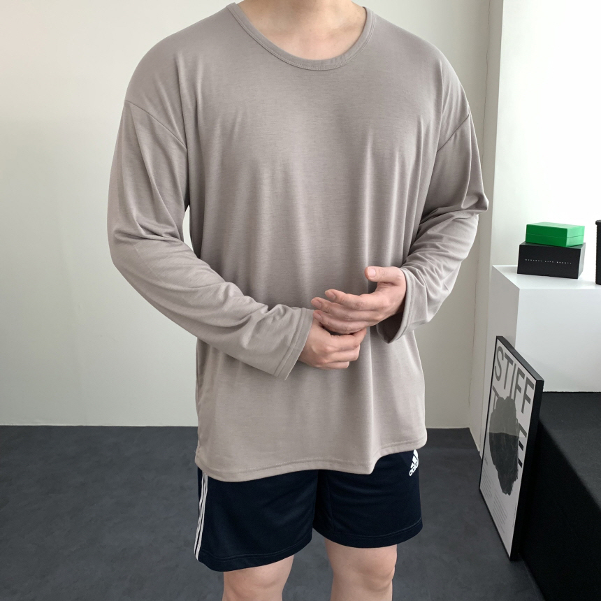 남자 머슬핏 티셔츠 유넥 긴팔 반팔 헬스오버핏 빅 사이즈 어깨넓어보이는 헬창옷 이미지 7