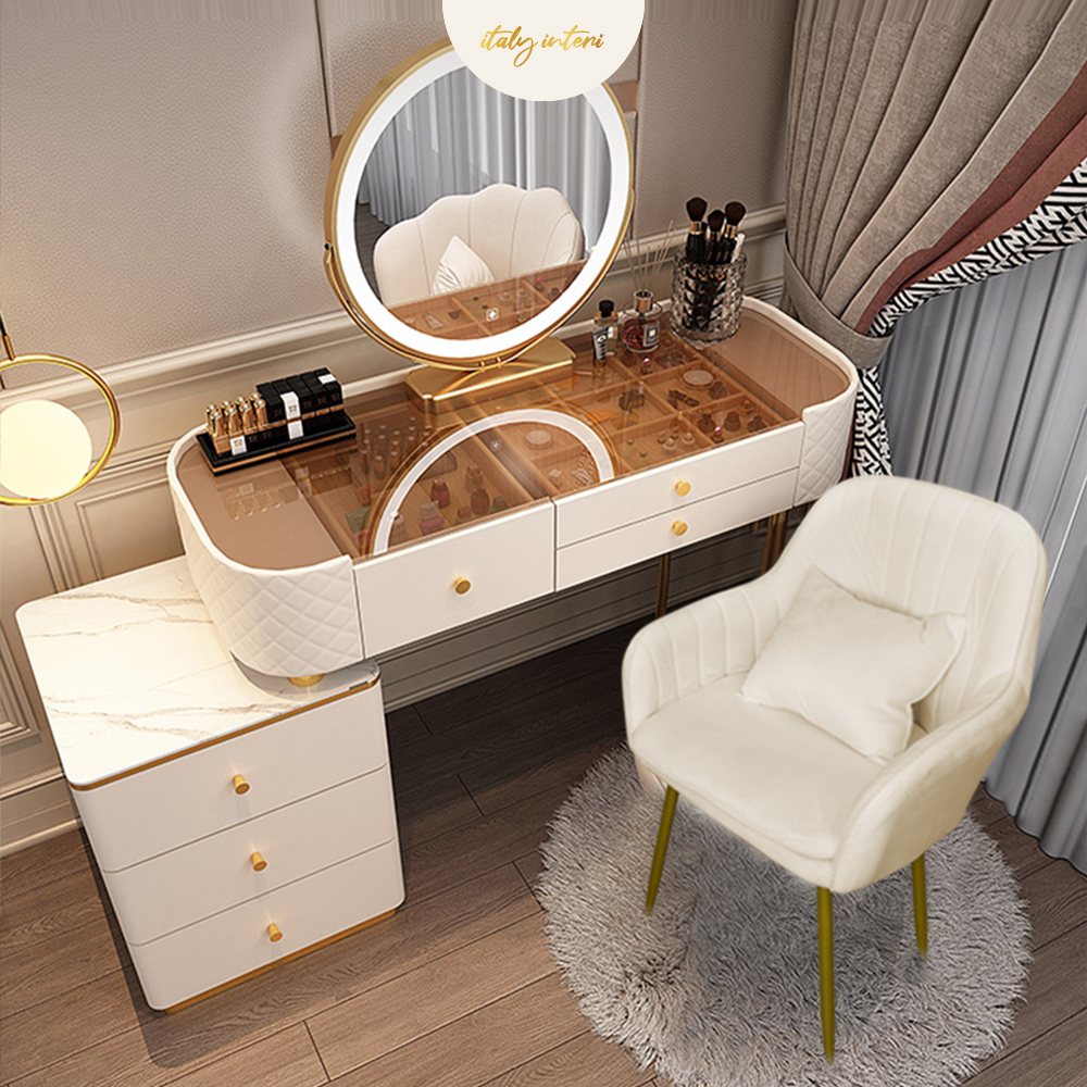 LED 화장대 세트 조명 콘솔 화장대 수납 서랍 서랍장 800