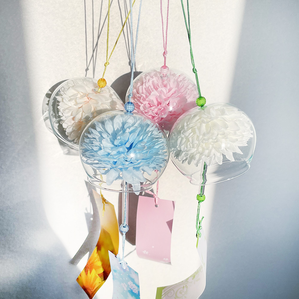 꽃 후우링 일본 유리 풍경 후링 후우린 유리종 현관 문 종 윈드차임벨 국화