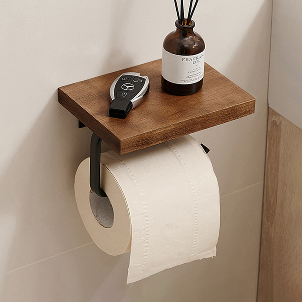 화장실 휴지걸이 무타공 욕실 화장지 원목 거치대 소형