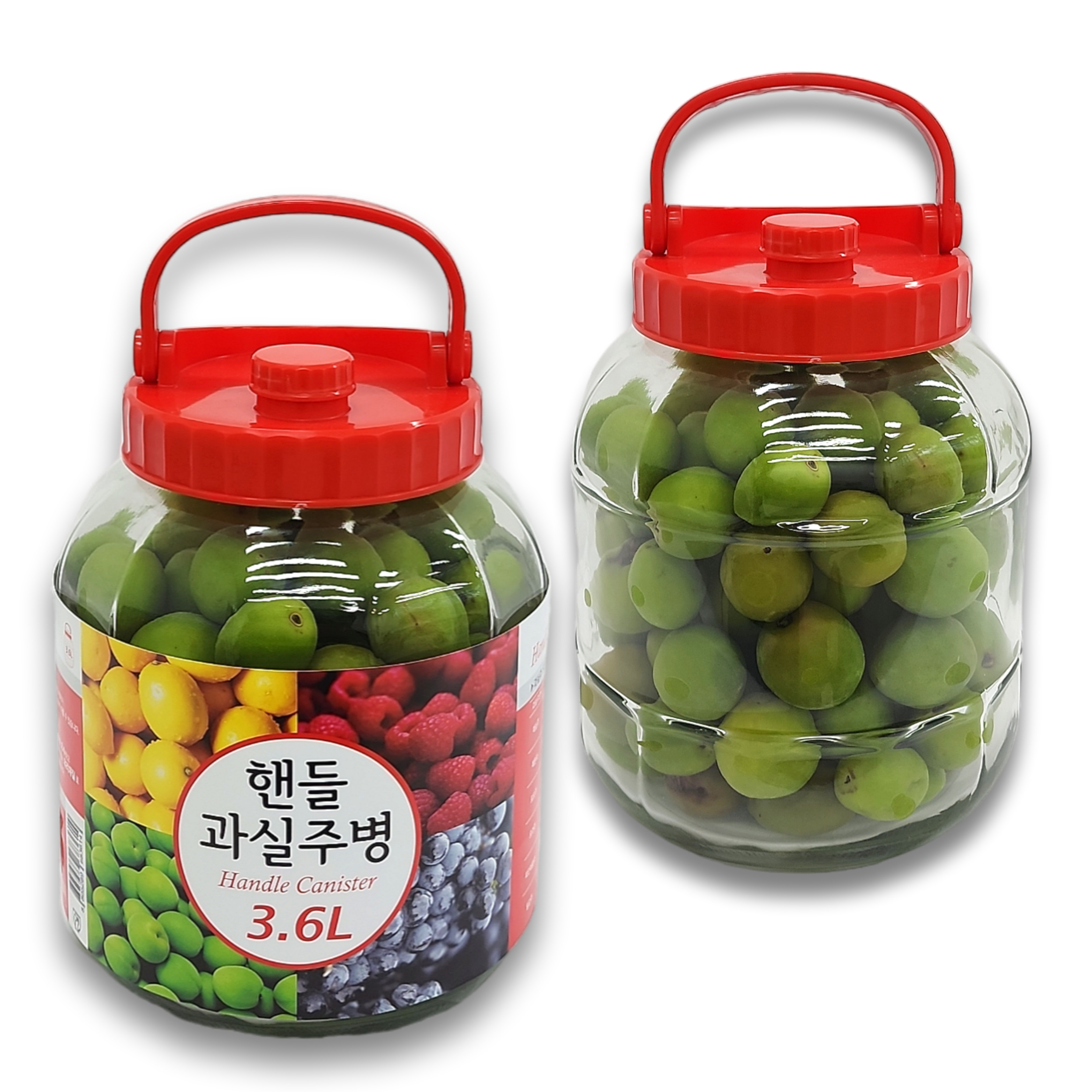 핸들 유리 매실병 담금주 병 과실주 대용량 과일청 무공해 손잡이 3.6L