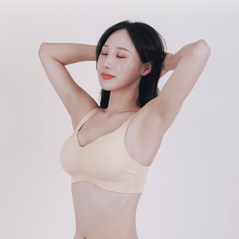 HNF 심리스브라 노와이어 일체형 후크형 볼륨업 패드 브라탑 여자 속옷 - 상세 이미지 4
