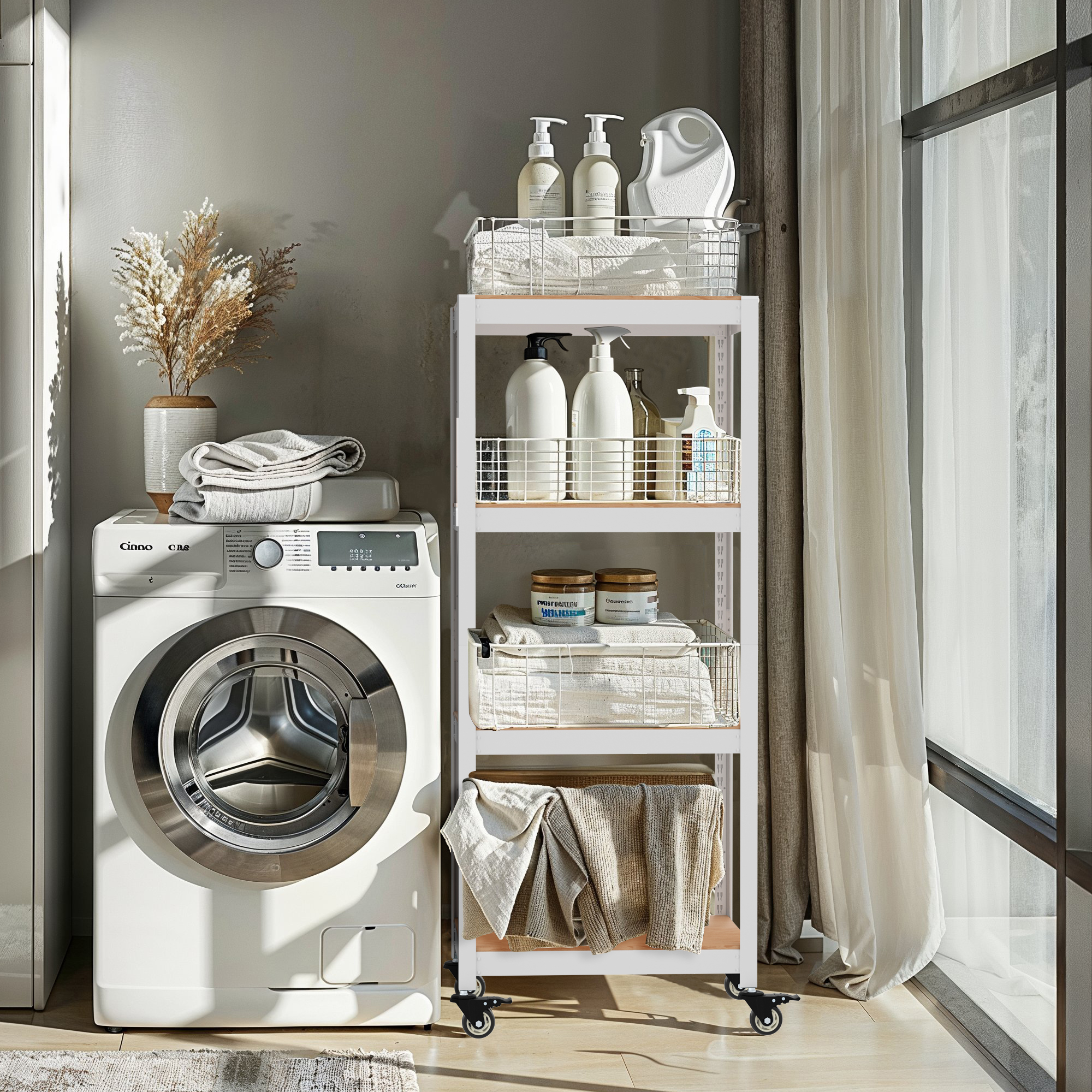 홈던트하우스 바퀴선반 이동식 서빙카트 수납장 주방선반 베란다 400x400x600 2단