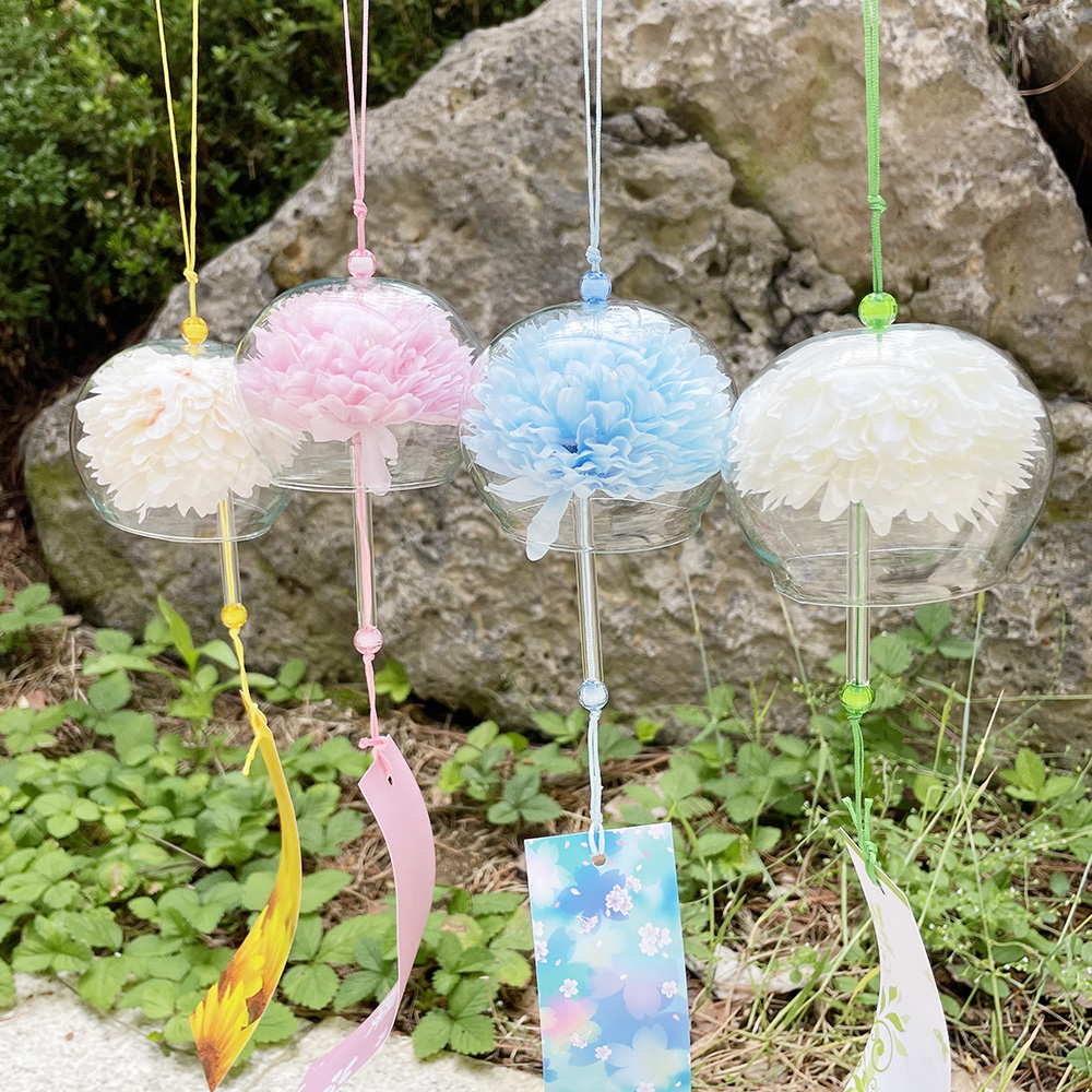 꽃 후우링 일본 유리 풍경 후링 후우린 유리종 현관 문 종 윈드차임벨 국화