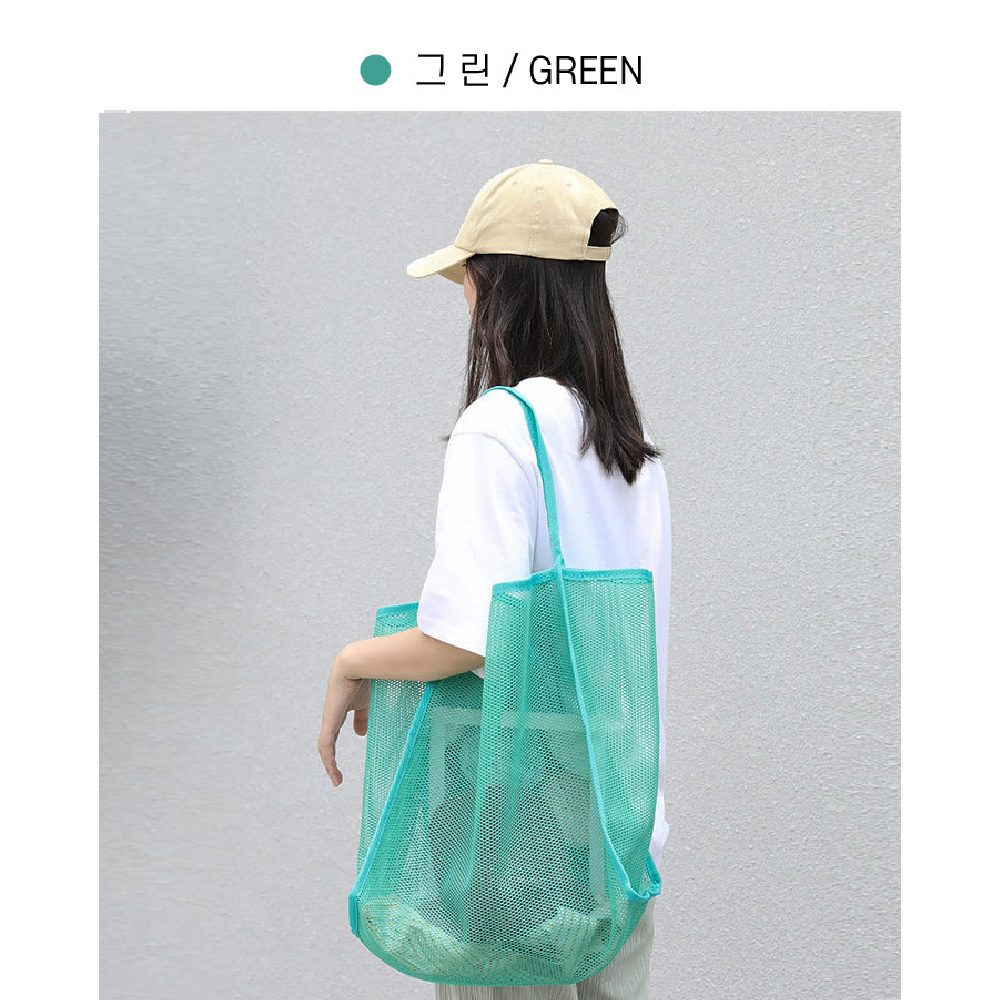 망사 메쉬 빅사이즈 심플 숄더백 여름 바캉스 해변 워터파크 숄더백 가방 - 상세 이미지 4