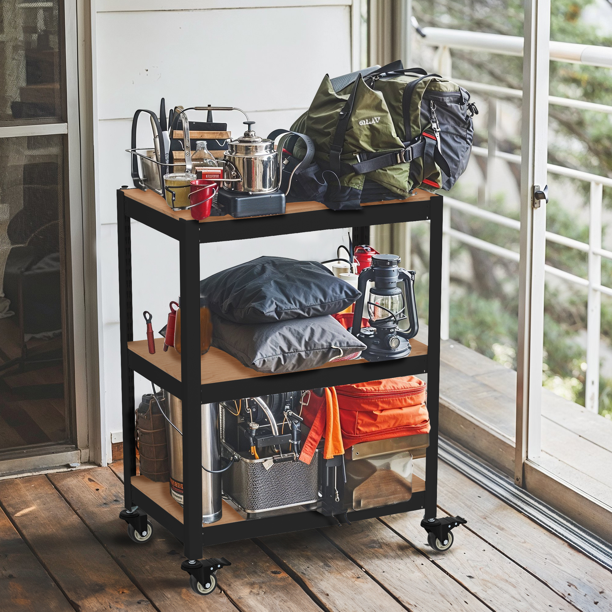 홈던트하우스 바퀴선반 이동식 서빙카트 수납장 주방선반 베란다 400x400x600 2단