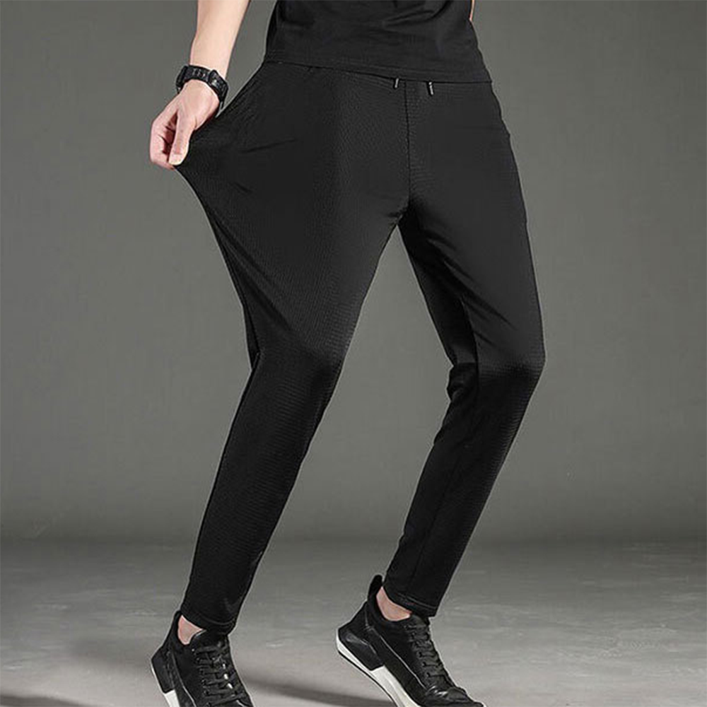 XL-5XL 여름 밴딩 바지 남자 메쉬 시원한 봄 가을 남성 빅사이즈 스판 고무줄 편한 - 상품 이미지