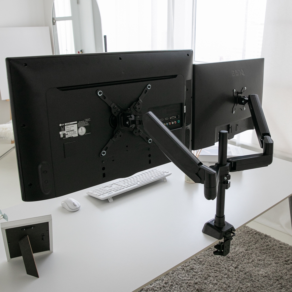 젠마운트 기둥형 벽면밀착 듀얼 모니터암 거치대 ZP-02