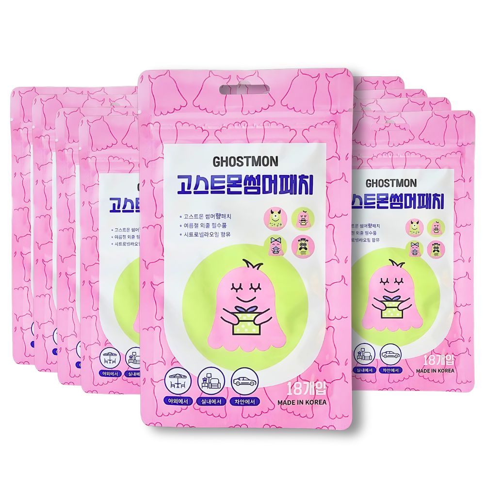 모기패치 고스트몬 썸머패치 10팩 국내생산 몬스터 캐릭터 모기 벌레 스티커 기피제 - 상품 이미지
