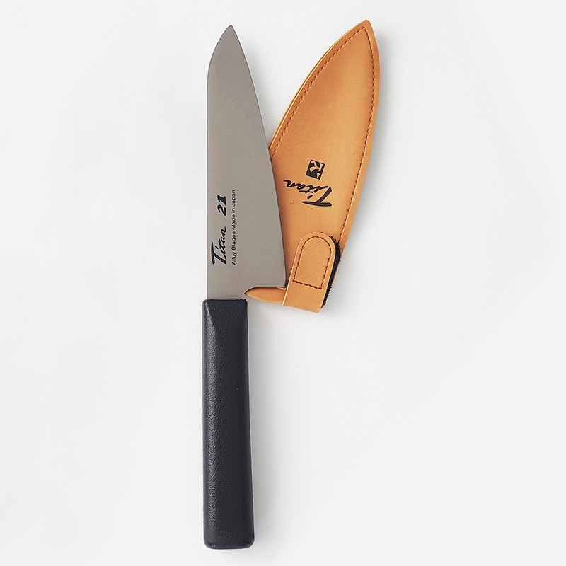 [포에버] 일본 티타늄 칼 캠핑 과도 13cm (가죽 커버) - 상품 이미지