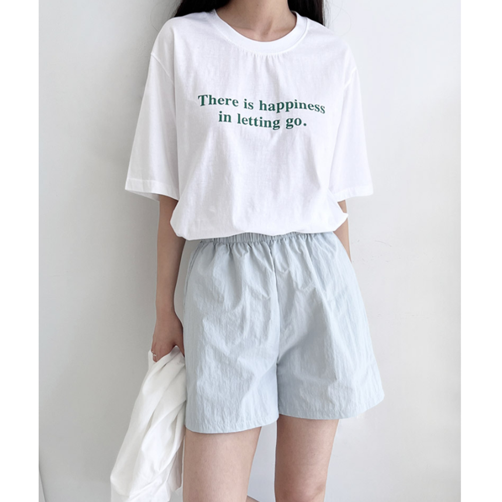 베이지색반바지 여자 바스락 냉장고 3부 고무줄 밴딩 반바지 - 상세 이미지 2