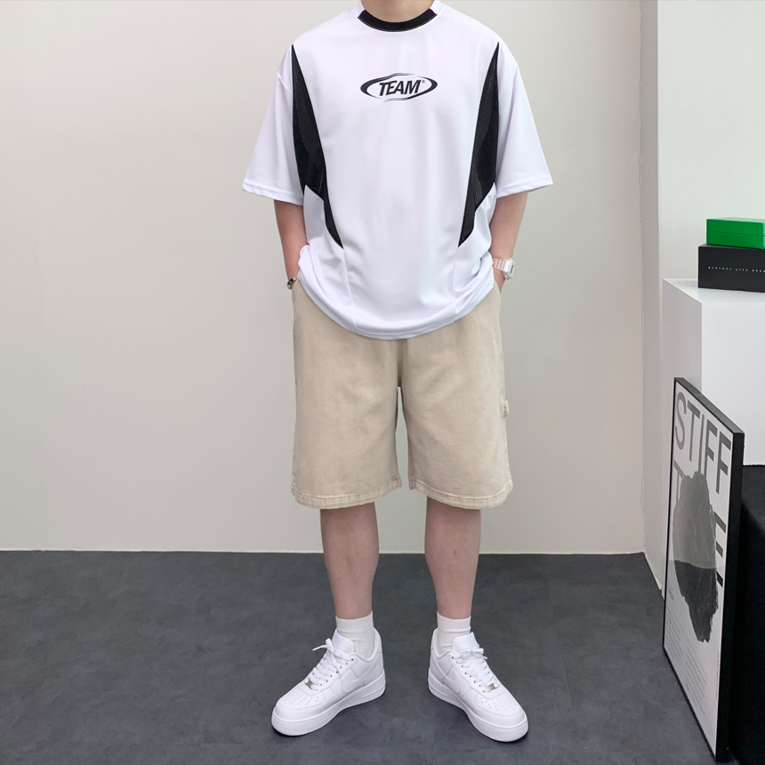 블록코어티셔츠 럭비져지 럭비티 짐웨어오버핏 헬창옷 빅 사이즈 - 상세 이미지 3